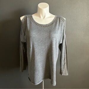 Westport 1962 Women's Gray Shoulder Studded Sweater L
